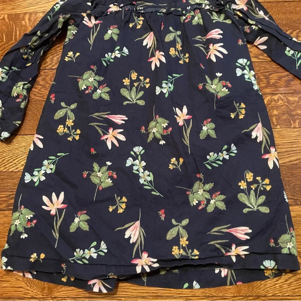 Baby GAP Navy Strawberry Print Long Sleeve Cotton Collared Shirt Dress Size 4